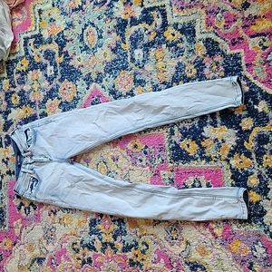 Bleach washed blue jeans